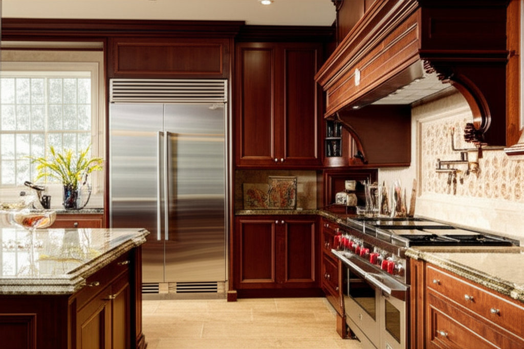 Premium luxury kitchen with Sub-Zero refrigerator and Wolf range in Pound Ridge estate