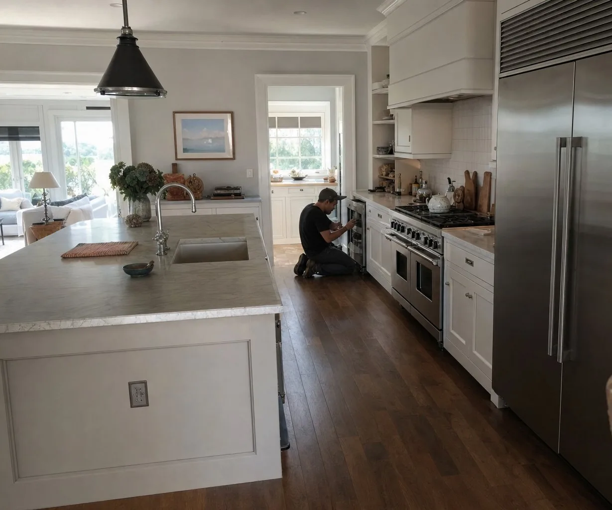 A luxury Pound Ridge kitchen with built-in Sub-Zero and Wolf appliances on a same-day visit